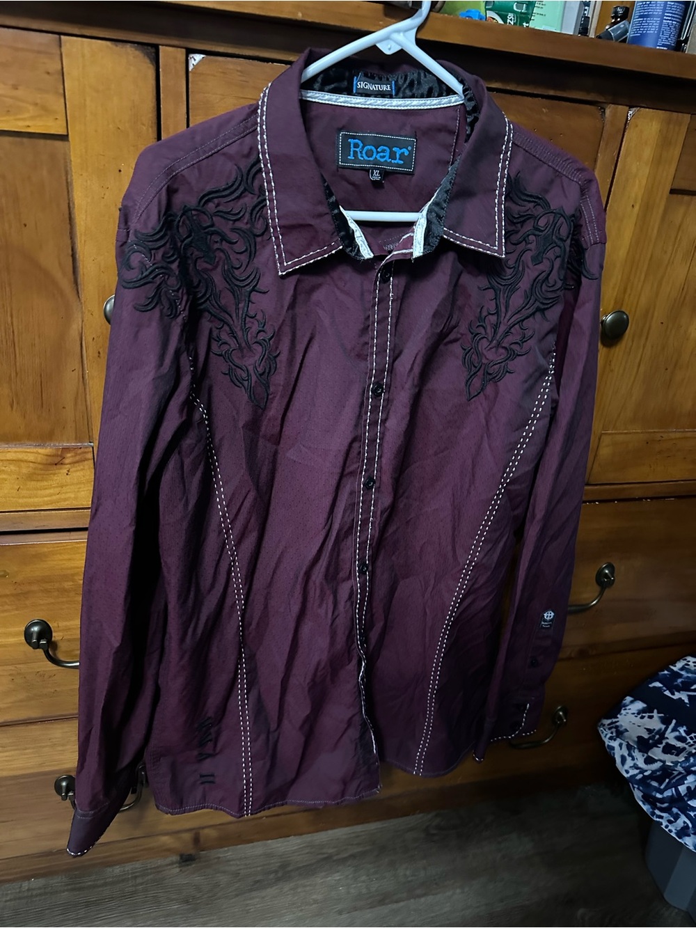Roar Signature Edition embroidered long sleeve button-up shirt